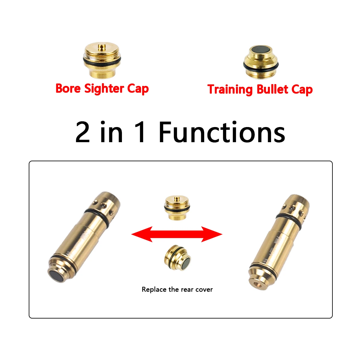 2 in 1  9x19mm Laser Training Bore Sight 9mm 380ACP 40S&W 223Rem Laser Training Bullet Dry Fire Laser Trainer Cartridge