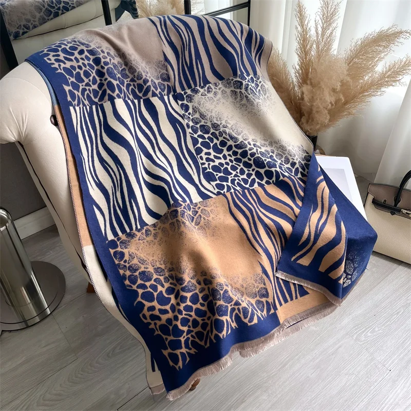 Luxury Winter Cashmere Scarf Women 2024 Design Warm Pashmina Blanket Poncho Scarves Female Shawl Wraps Thick Foulard Bufanda