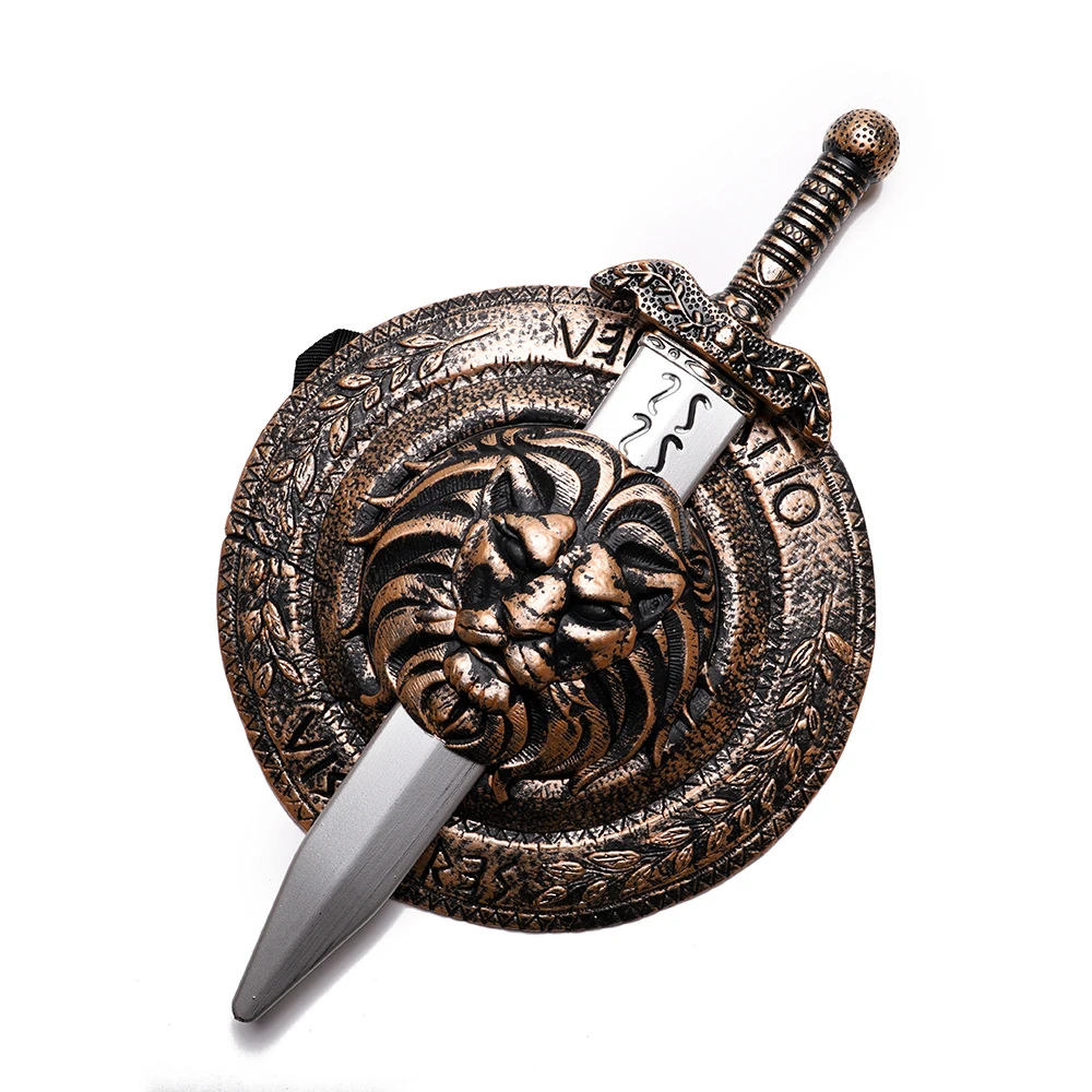 Accessori cosplay di Halloween Ancichi guerrieri romani Scudo Spada Armi Puntelli per costumi Bambini Ragazzo Festa di compleanno Regalo Giocattoli