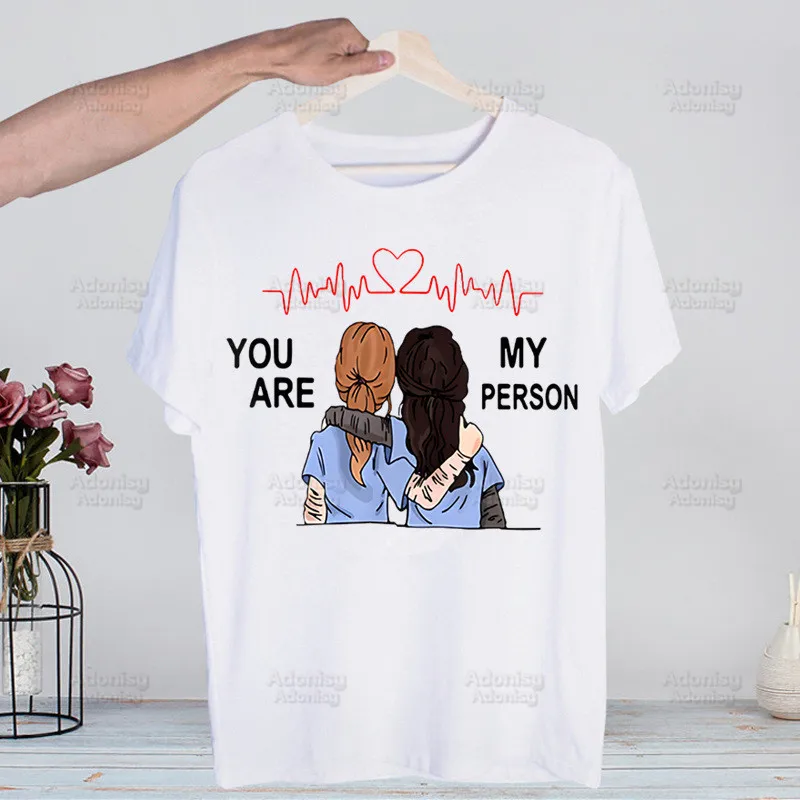 Greys Anatomy Cartoon Printing Tshirt Casual Short Sleeve Men You're My Person Doctor T Shirt O-neck Male Street Style T-shirt