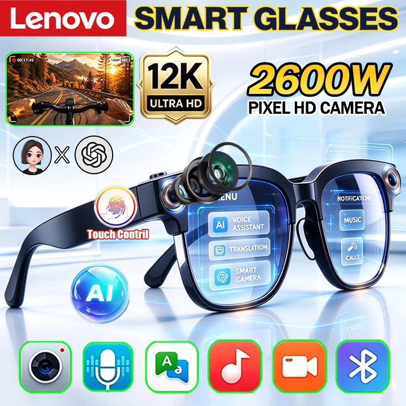Oculos-lenovo-bluetooth-sem-fio-com-ia-camera-remota-com-controle-por-toque-12k-gravador-de-fotos-e-videos-tradutor-e-assistente-de-voz