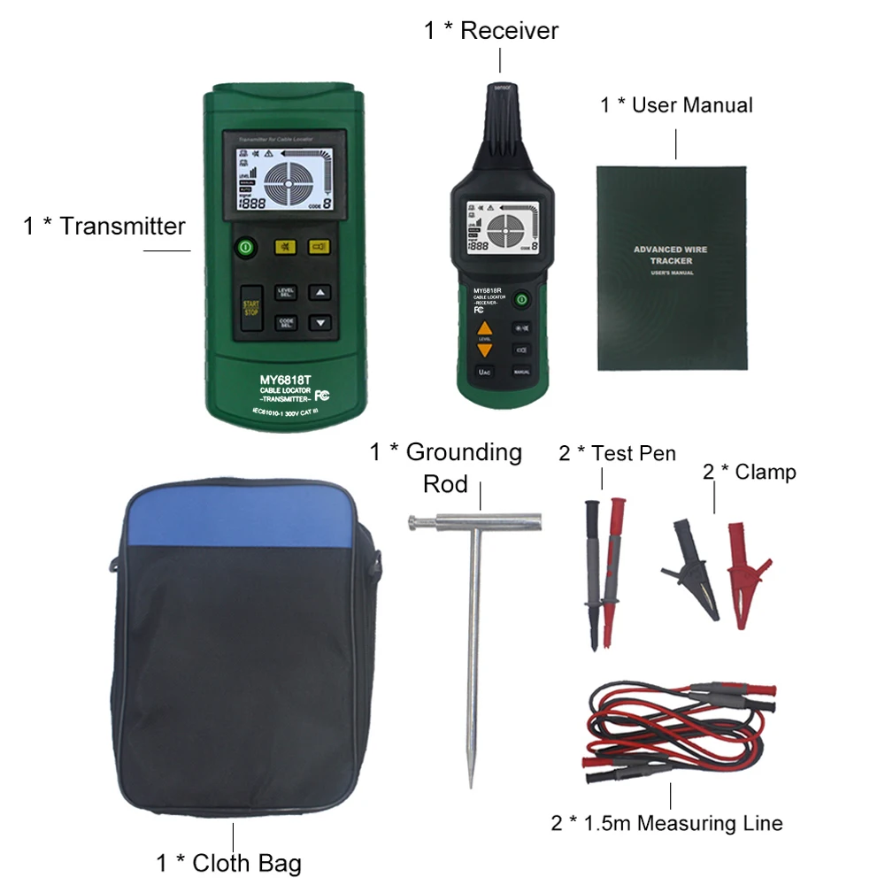 Sender MY6818 AC/ 30-400 V Professioneller Kabeltester Finder Draht Kurzschlussschalter Fehlerdetektor Kabeltester