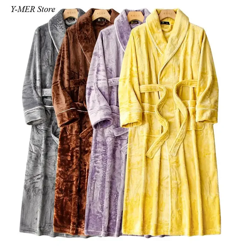 Thicken Flannel Bathrobe Gown Loungewear Autumn Winter New Loose Homewear Women Big Size 3Xl Kimono with Pocket Loose Sleepwear