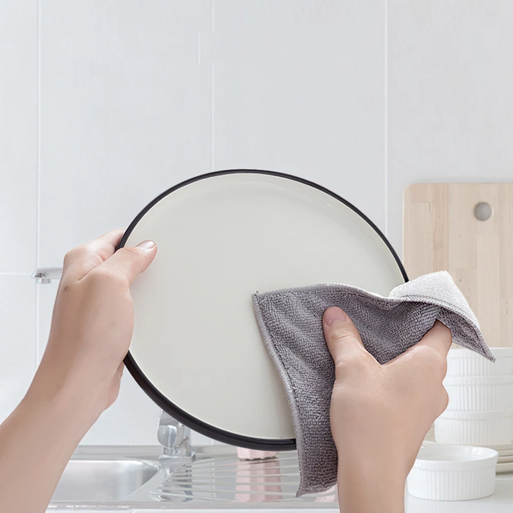 

5PCS Bamboo Fiber Dishwashing Cloth Multi Purpose Cleaning Towels Kitchen Household Duster Cloth (Random Style)