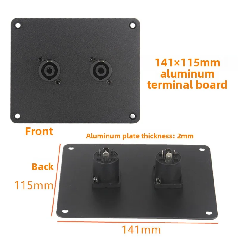 2 stuks aluminium audio-aansluitplaat, dubbele 4-pins XLR-aansluiting, bevestigingsplaat voor luidspreker.