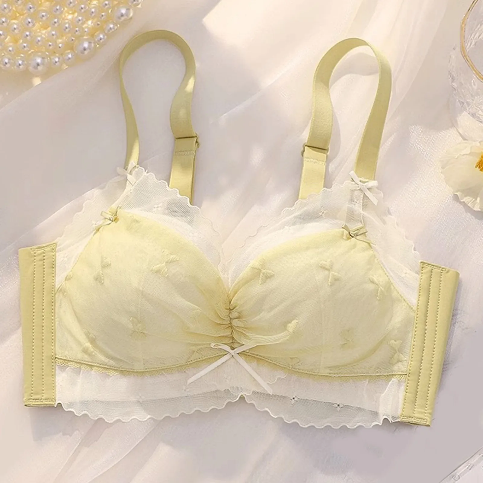 Women\'s Comfortable Sexy And High Support Bra Top Brace With Less Steel Rims And Adjustable Bra Women Bras Wireless White Bra