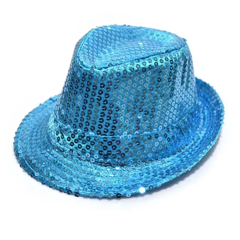 10pcs Girls Boy Woman Man Sequin Trilby Fedora Jazz Hat Cap Party  Dress Wedding Festival Halloween Christmas view 4