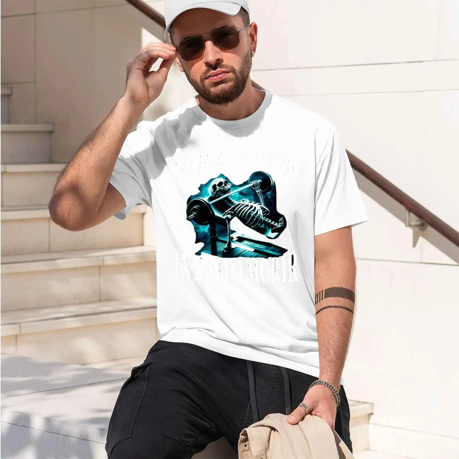 NO ME SPOTEEN INTENTO MORIR Skeleton Gym T-Shirt Funny Trendy Fitn Exercise Graph T Shirts Halloween Fall Tshirt Clothes 2026 Ne