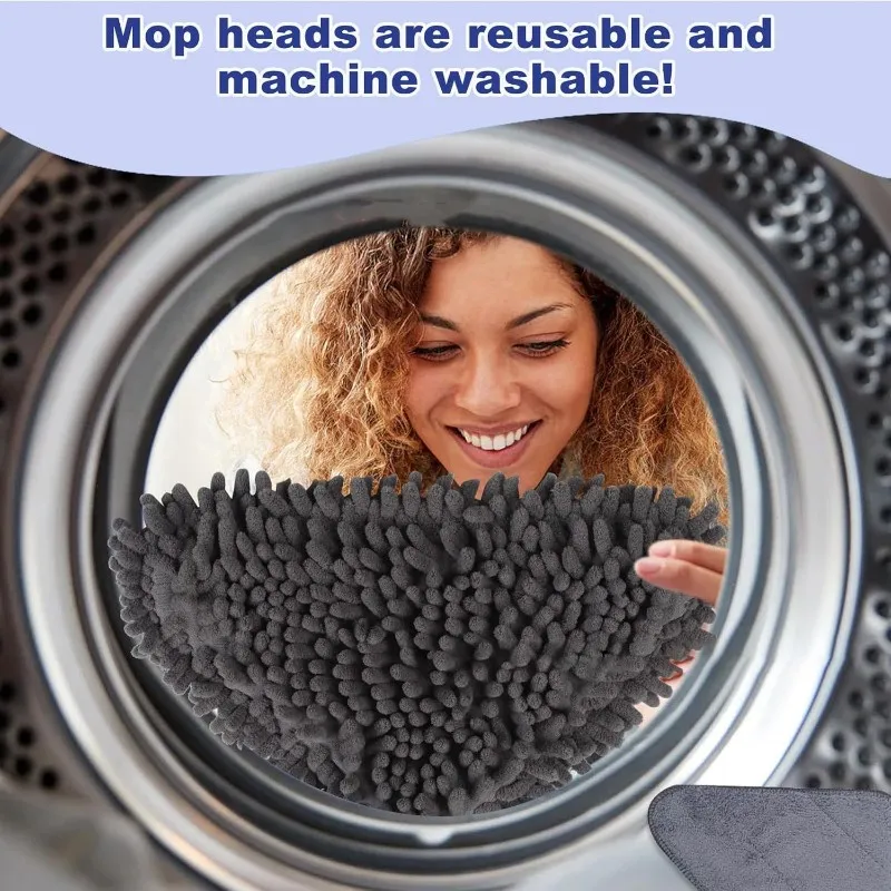 SEWS-Stainless Steel Steam Mop Adjustable 5 Sections With Ultrafine Fiber Cloth, 780G