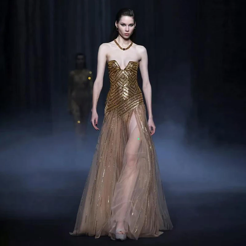 

Новое поступление 595 без бретелек коричневые и золотые блестки فساتين платья de fiesta فساتين سهره вечерние платья