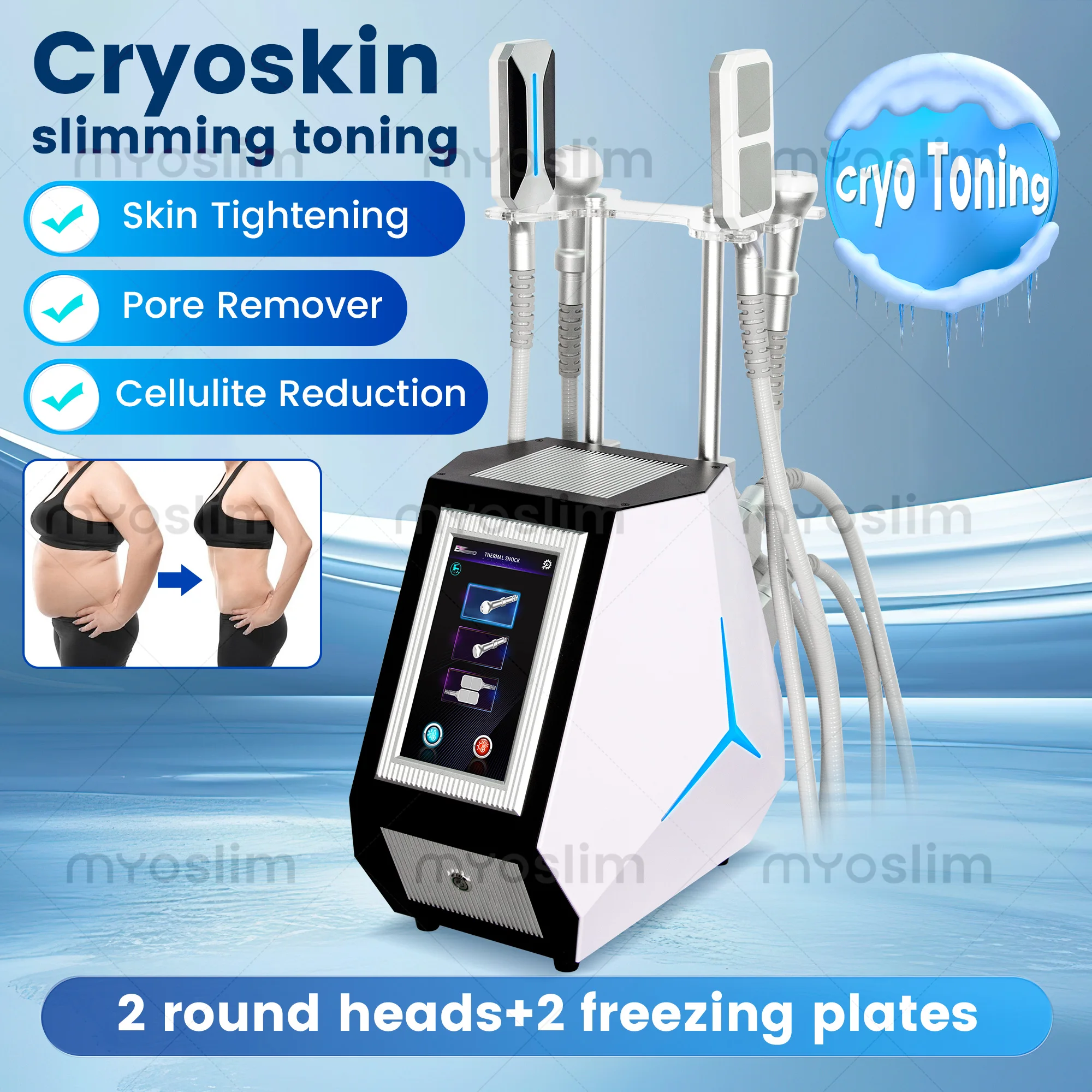 

New 4 Handles Hot and Cold Skin Firming Cryo Portable Facial For Fat Reduction Skin Tightening Body Contouring and Body Slimming