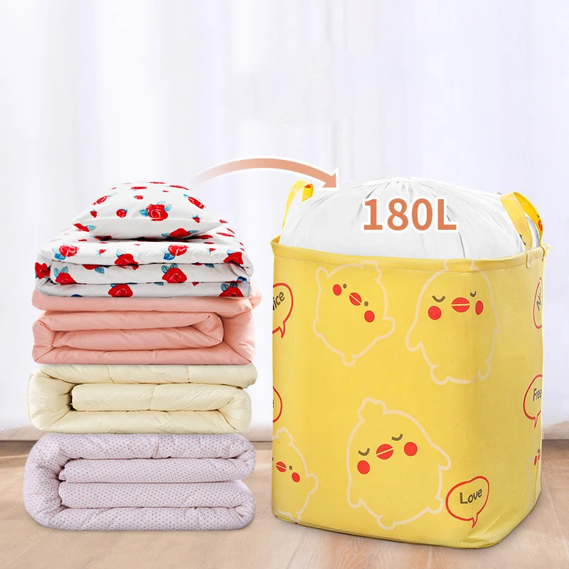 

Drawstring Type Clothes Quilt Storage Bag, Cartoon, Large-Capacity, Dormitory Sundries Dust Bag, Thickened Clothing Finishing Ba