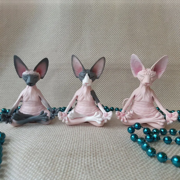 

Resin Meditating Hairless Cat Figurine - Buddha-inspired Home Decor - Creative and Artistic Decoration Piece