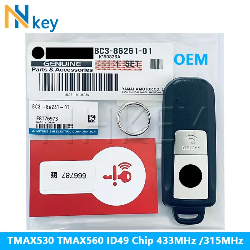 NHKEY For YAMAHA T-MAX 530/560 TMAX530 TMAX560 2016-2023 Original Smart Motorcycle Key ID49 Chip 433MHz /315MHz