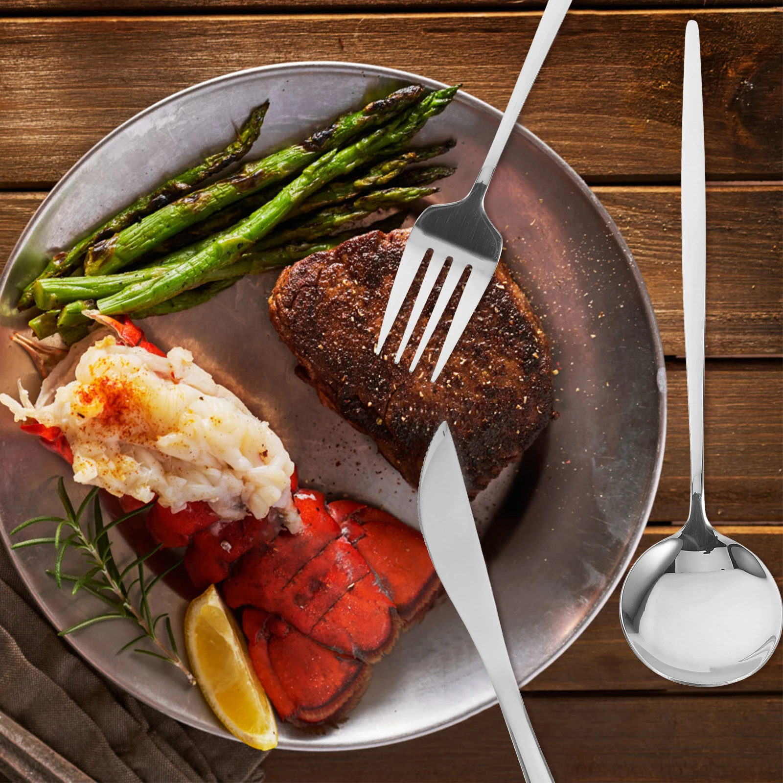 

1 set Stainless Steel Cutlery Set Steak Fork Spoon Knife Portable Flatware Kit for Wedding Party Picnic Camping Reusable