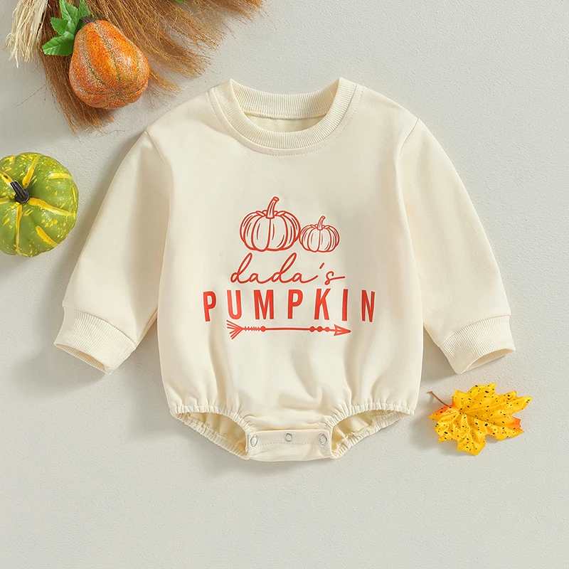 

Infant Baby Halloween Costume Romper Pumpkin Print Long Sleeve Jumpsuit Toddler Fall Clothes Cute Outfit for Kids