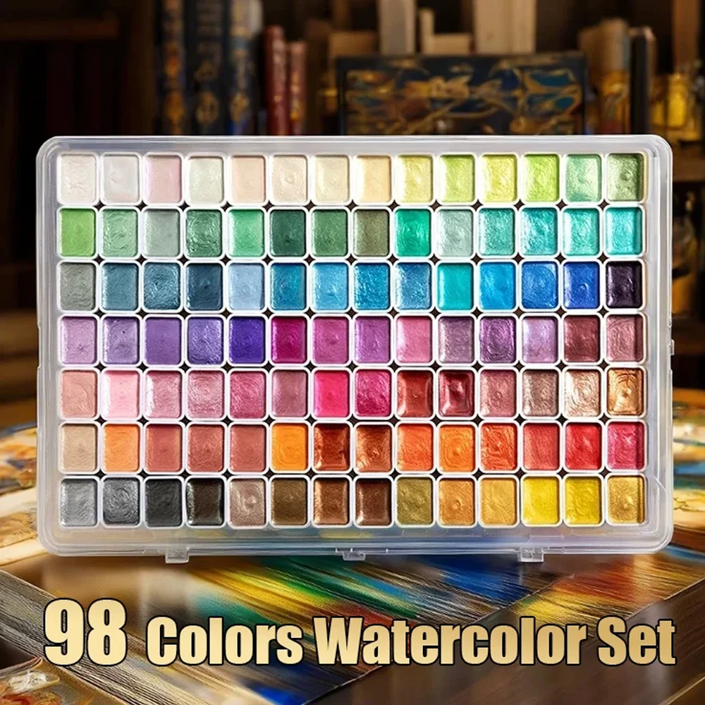 

Набор твердых металлических акварельных красок, портативный набор металлических акварельных красок с блестками для рисования, живописи, художественных принадлежностей