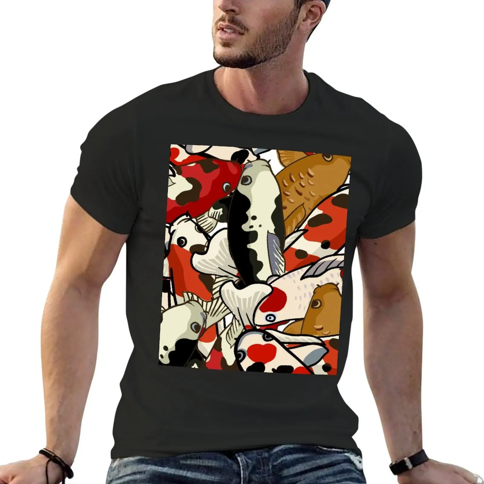 koi fish T-Shirt tops anime t shirts sports fans vintage t shirts t shirts for men