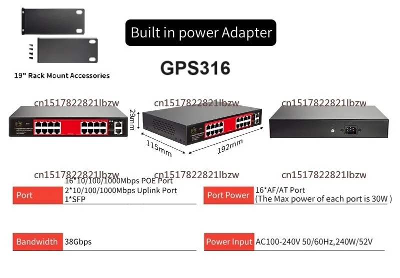 Cloud-managed POE Switch 4/8/16 Port 48V Active POE Desktop 100/1000Mbps SFP APP Control Switch Pulg and Play IP Camera
