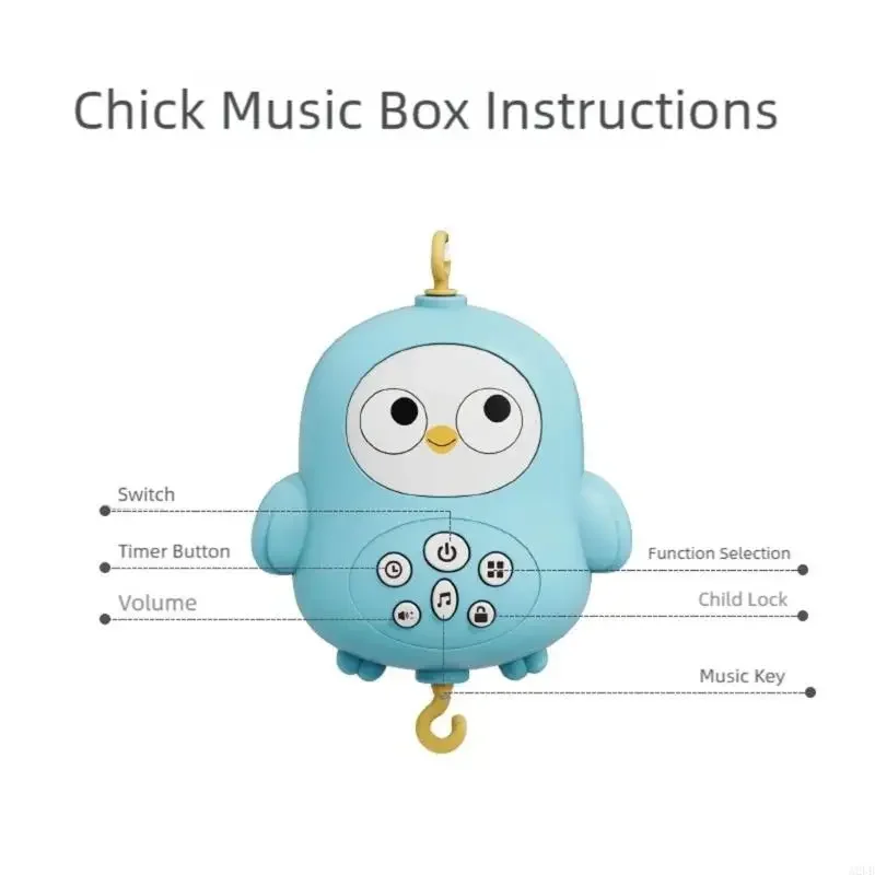 Mobile berceau d'animal dessin animé pour bébé, développement sensoriel auditif, hochet rotatif, jouet suspendu pour le