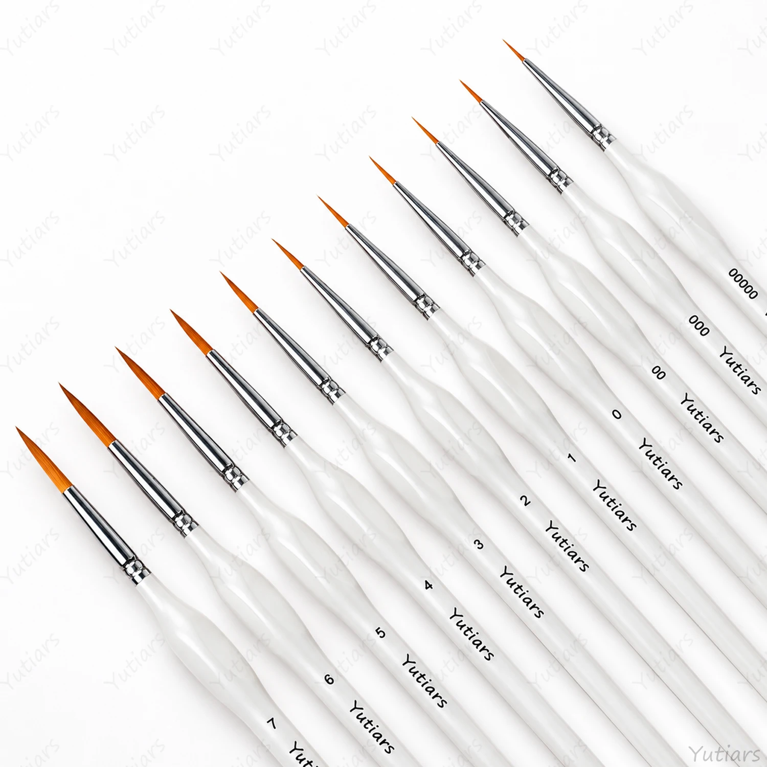11Pcs Detail Paint Brush Set, Fine Point Liner Brushes 7-00000 for Acrylic Watercolor Miniature Model Nail Art Painting Tool
