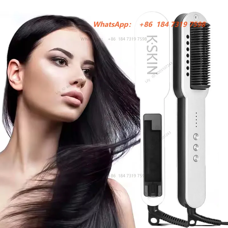 Professional **2in1 Steampod Nano Spray Hair Straightener Beauty Care Hot Steam Ionic Hair Straightening Styler Comb Brush