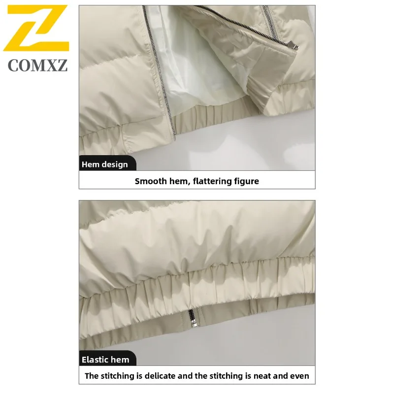 COMXZ الوقوف طوق قسط وسادة مبطنة 2025 الرجال الكورية نمط ضوء سترة رحلة الترفيه الباردة والدليل على الشتاء سترة واقية جديدة