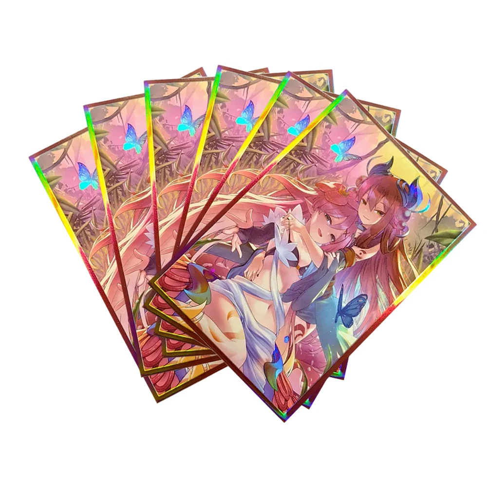 63x90mm 50PCS Holographic Sleeves YGO Card Sleeves Laser Anime Protector Card Cover for Board Games Trading Cards