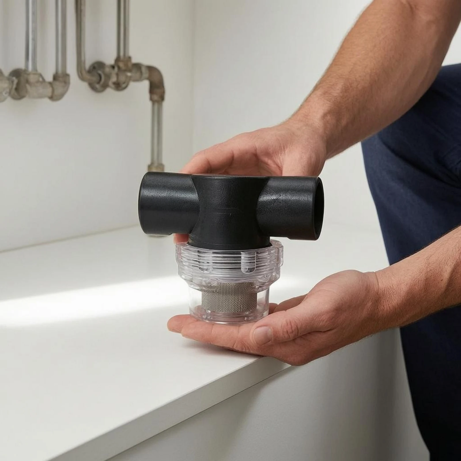 

Inline Pipe Filter Threaded Connections Sediment Filter Plumbing Part Cylindrical Housing