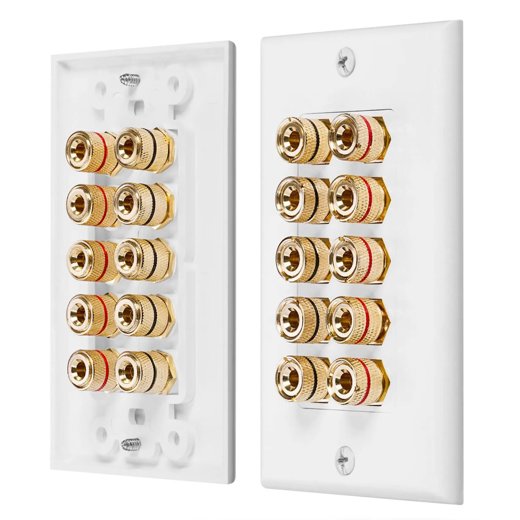 

Home Theater Wall Plate - Premium Plated Copper Banana Binding Post Coupler Type Audio Wall Plate