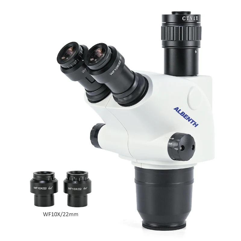 Albenth 6.5x-65x Trinocular Zoom Stereo Microscope Head WF10X/20mm Eyepiece For PCB Repair