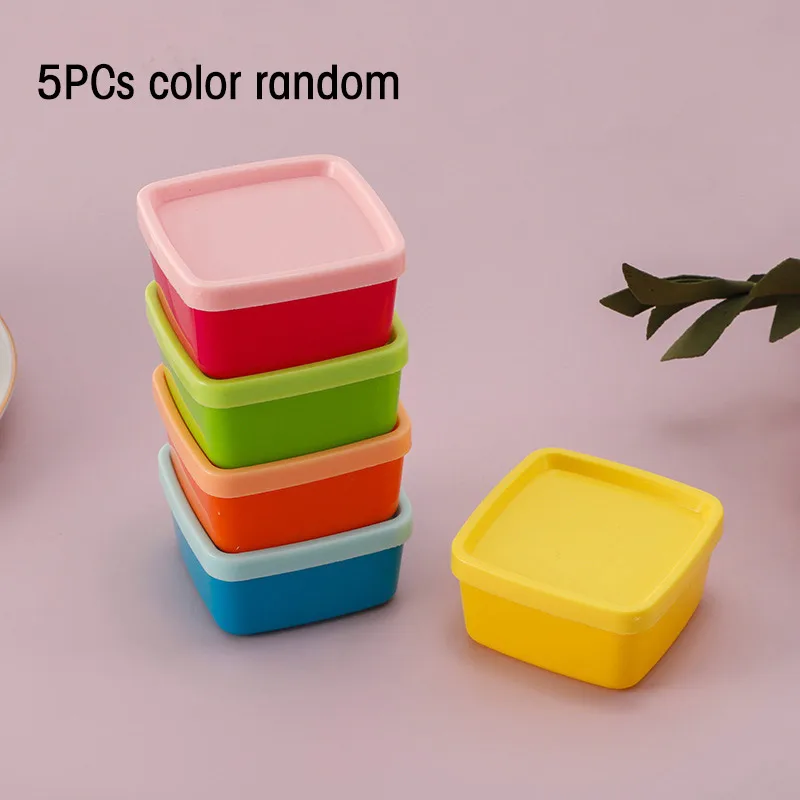 5Pcs Mini Squeeze Bottle Lunch Box Plastic Condiment Bottle Portable Food Container