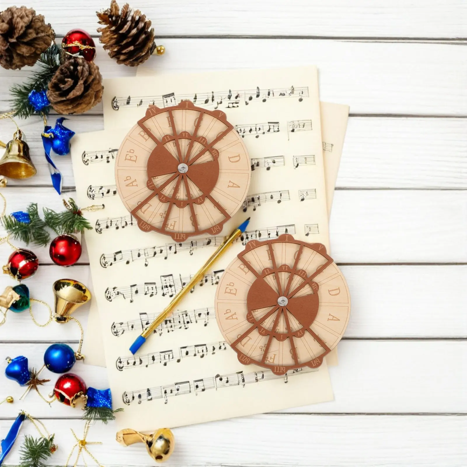 2Pcs Circle of Fifths Wooden Melody Tool Guitar Practice Aid Portable Music Theory Wheel Piano Circle of Fifths Tool view 5