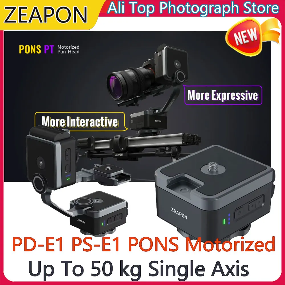 ZEAPON PD-E1 PS-E1 PONS Motorized Pan Head The Horizontal Load Up To 50 kg Single Axis Double Axis Linkage for Motorized slide