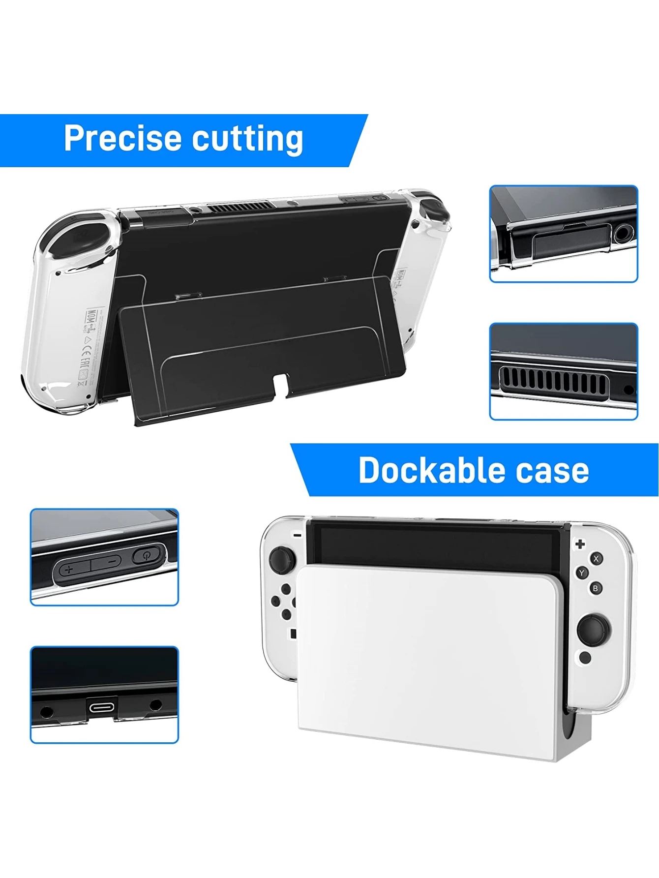 Transparente Hülle für Switch OLED, transparente, dockbare Hülle, kompatibel mit Switch-Schutzhüllen