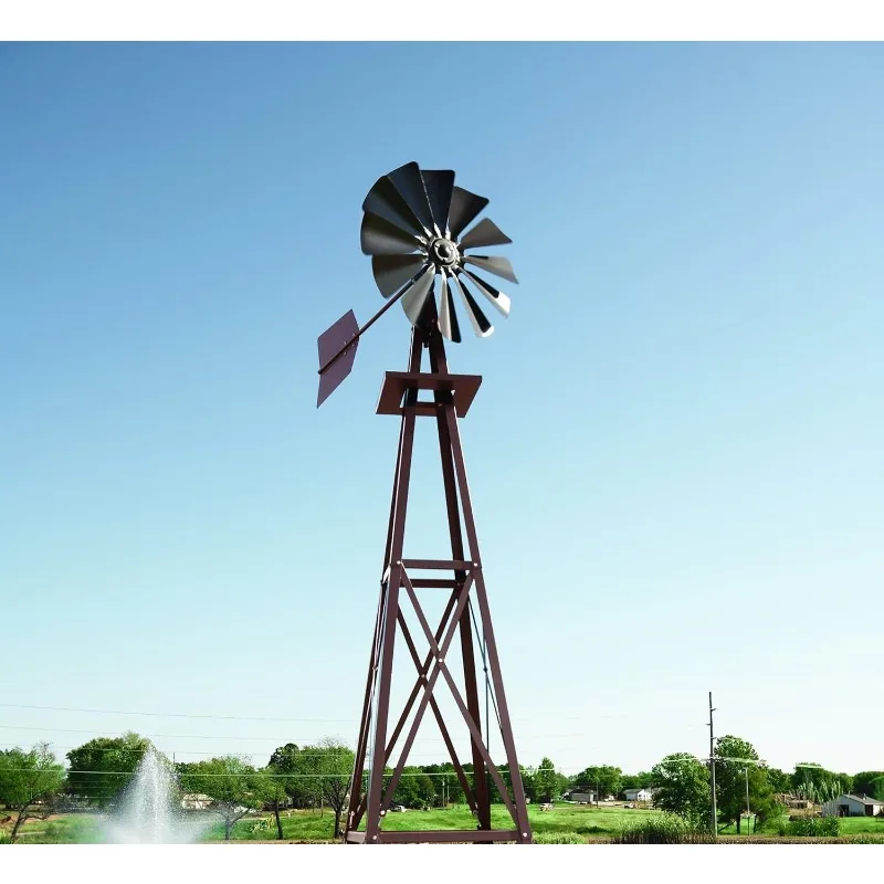 Decorative Backyard Windmill | Durable Weather Resistant Four-Legged Tower(Bronze, 8ft. 3in.)