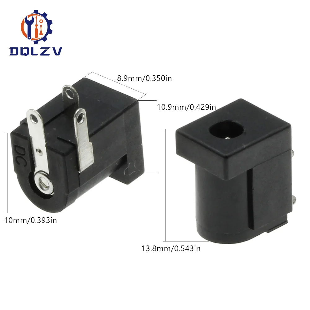 DC Power Socket 5.5X2.5MM Charging Hole Seat 3.5*1.3mm Power Socket Connector 5.5x2.1mm Black DC-005