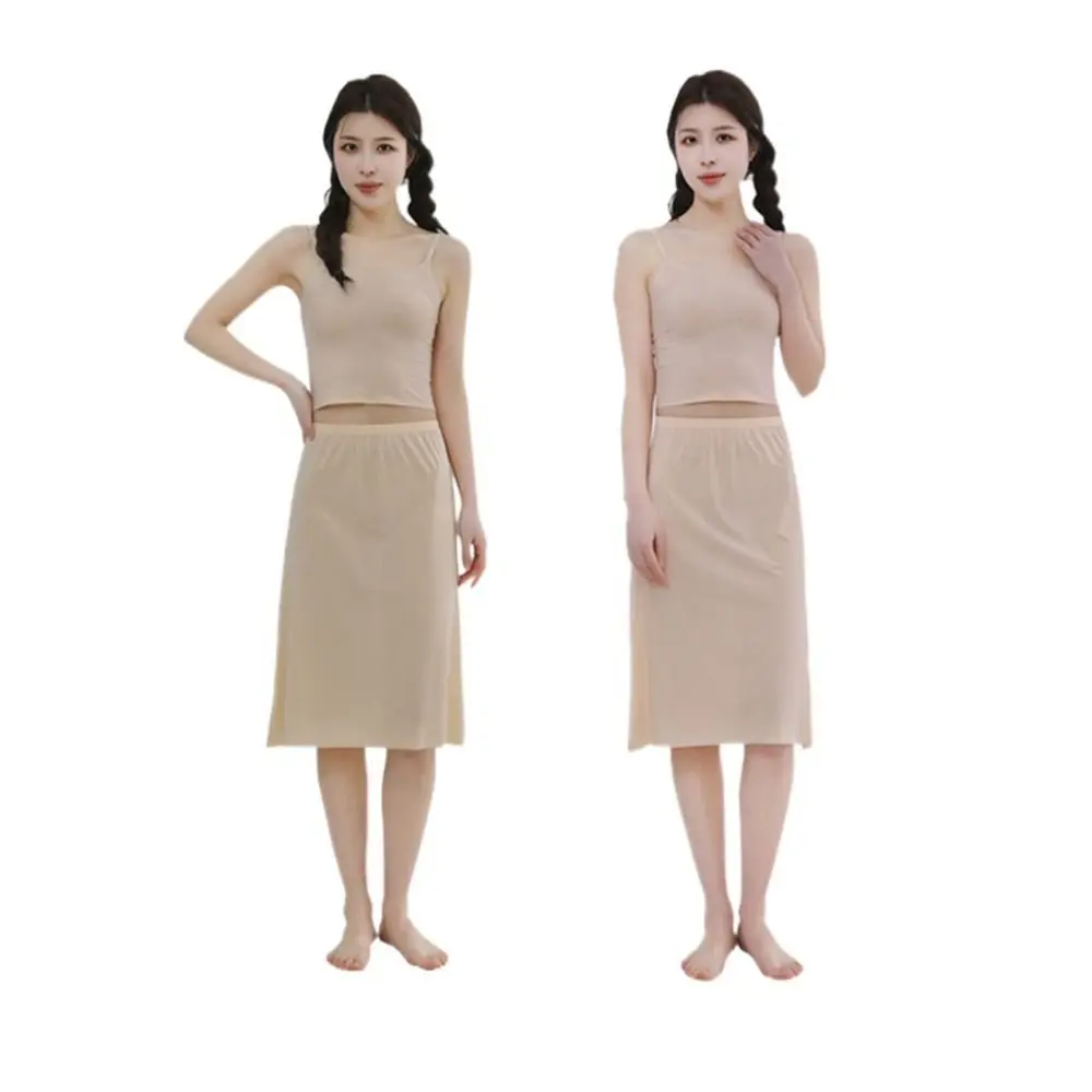 Taille haute Base de jupon pour fille sous-jupe de sécurité glisse femmes longue jupon glace soie sous-jupe sous-jupe demi-slips