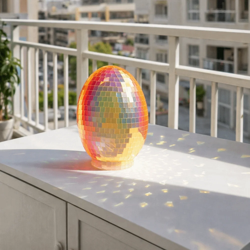 Easter Theme Glass Disco Egg Ball Decorative Shimmering Effect Reflective Mirror Ball Adorable Easter Mirror Ball