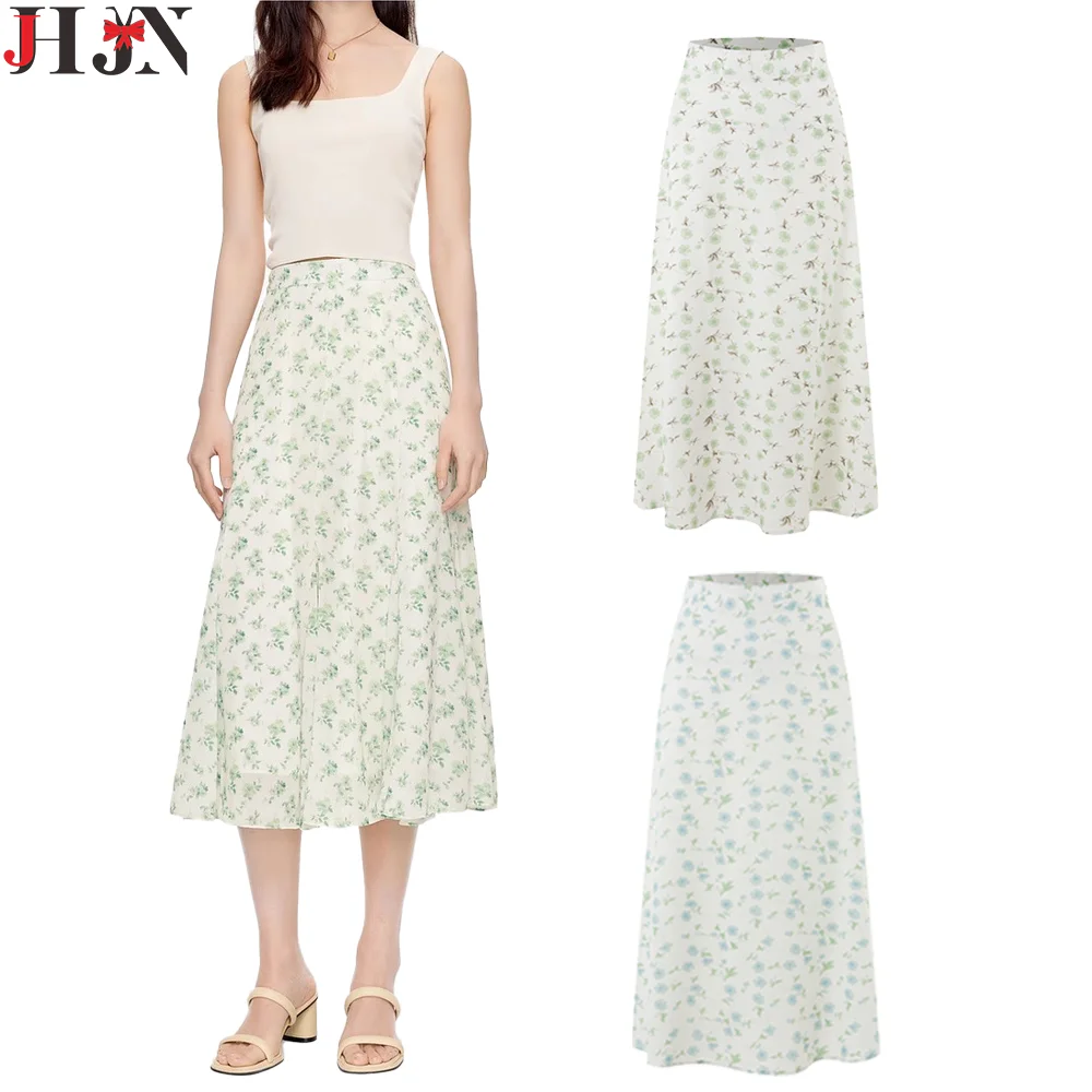 

2024 European and American Style Women's models Summer and Autumn Floral Half-body skirt A-line Hip section Slim Sexy Long skirt