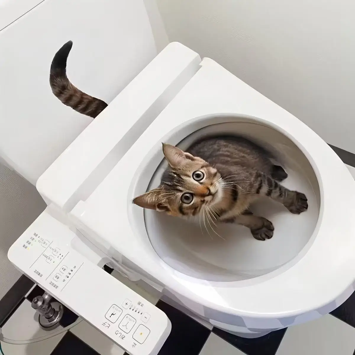 Cat Toilet Decal 30x30cm Flat Printed Broken‑Wall Illusion Self‑Adhesive Waterproof Moisture‑Proof Removable Bathroom Decor