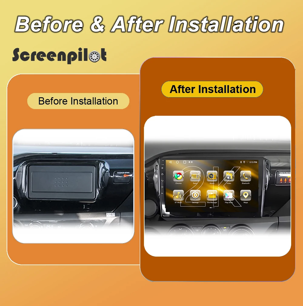 Android 16 Car Radio For Toyota Hilux Pick Up AN120 2015 - 2023 LHD RHD Multimedia Video Player Navigation GPS Head Unit NO DIN
