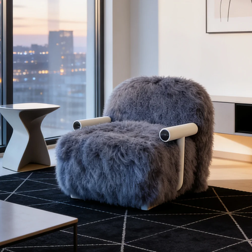 # Indoor Living Room Tufted Wool Armchair Comfortable Nordic Single Sofa Chair Home Leisure Furniture