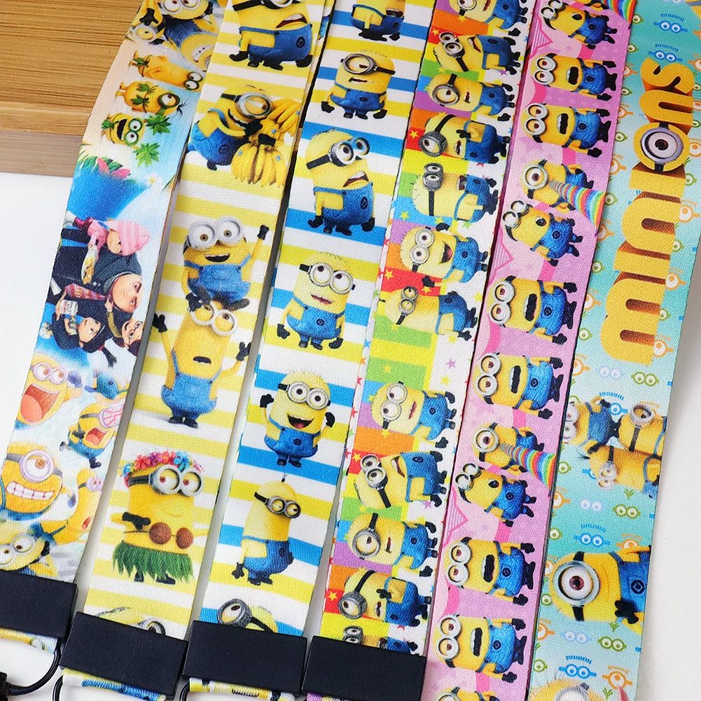 Cordones de Minions de dibujos animados para llaves, correa para el cuello, soporte para insignia de identificación, accesorios para llaveros, regalos, 6 uds./lote