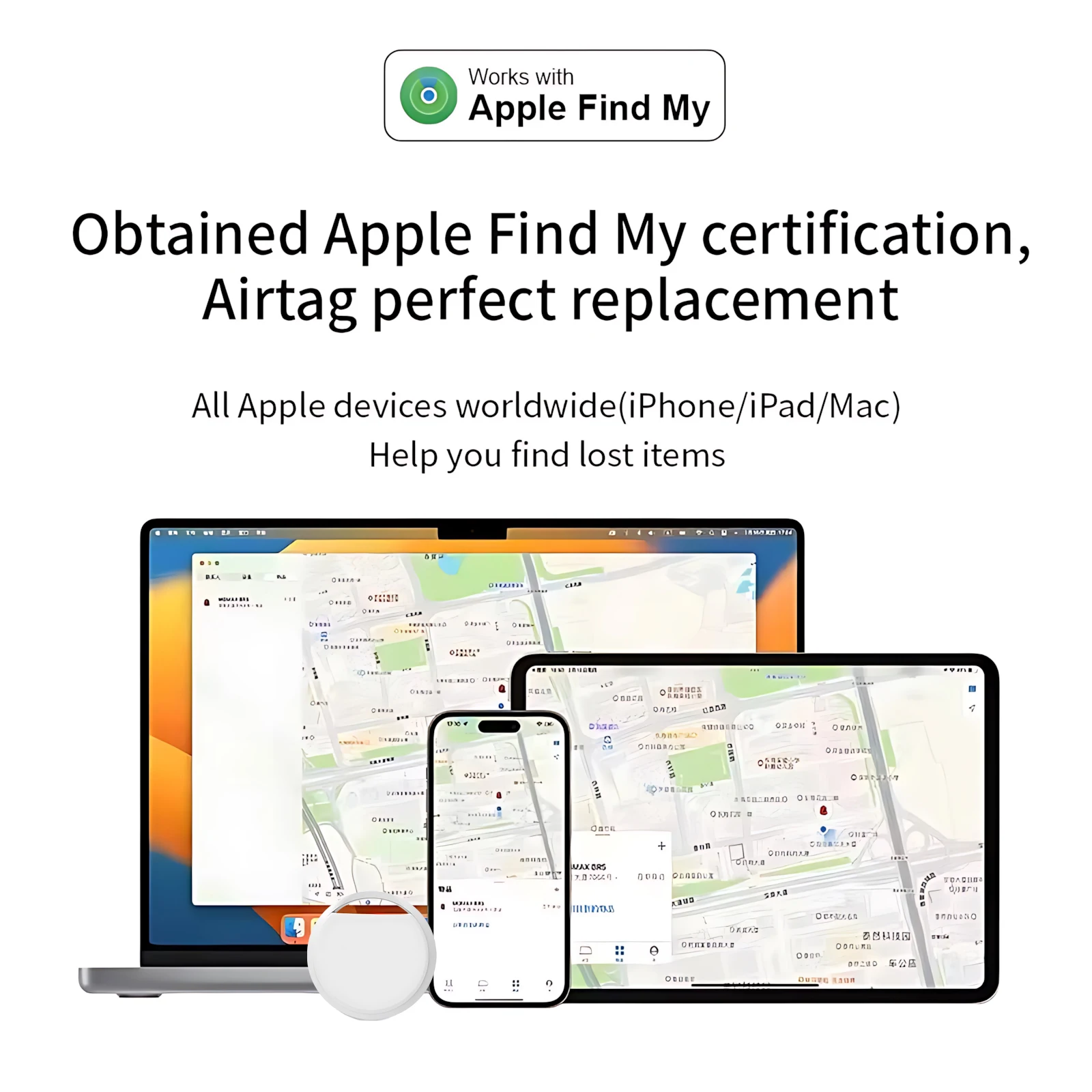 علامة هوائية ذكية بنظام تحديد المواقع العالمي (GPS) جهاز تعقب ذكي لمفاتيح محفظة الأمتعة علامة ذكية تعمل مع Apple Find My (iOS فقط) #6
