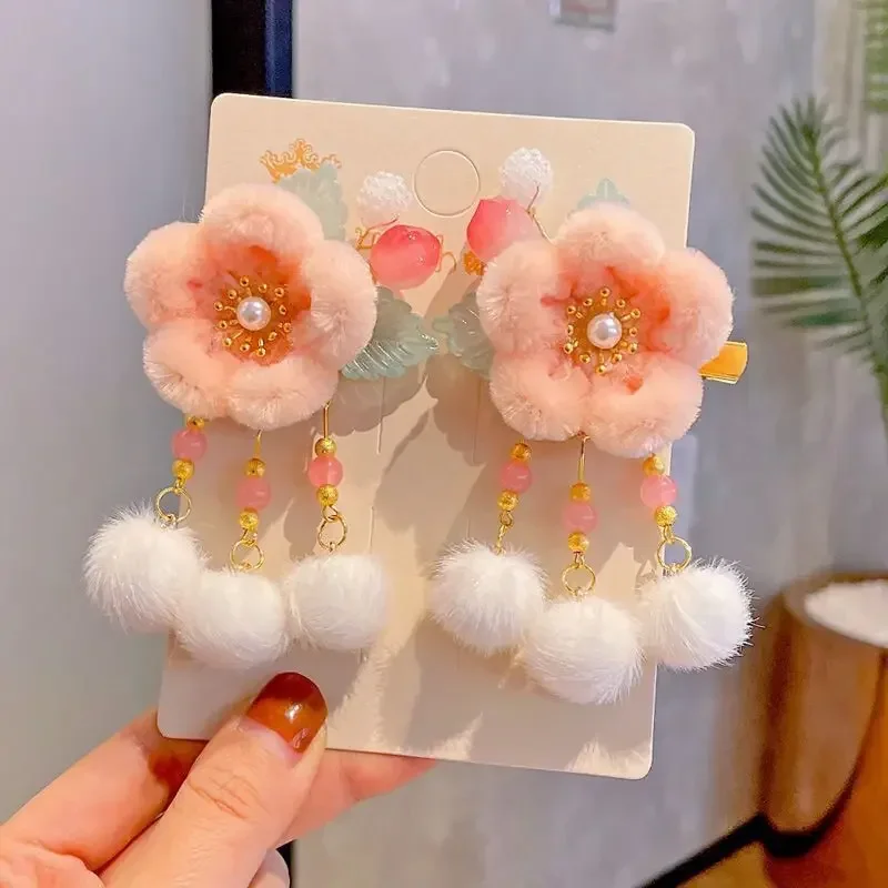 Sweet and Cute Girl Hair Clip Spring Festival Hair Accessories New Year Girl Hanfu Festival Accessories