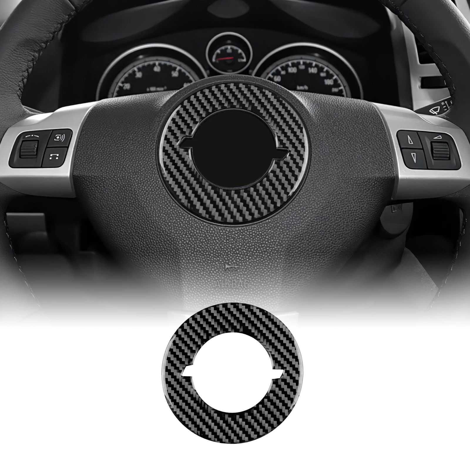 For Opel Astra H MK5 2004 2005 2006 2007 2008 2009 2010 Zafira B Real Soft Carbon Fiber Car Steering Wheel Center Trim Sticker
