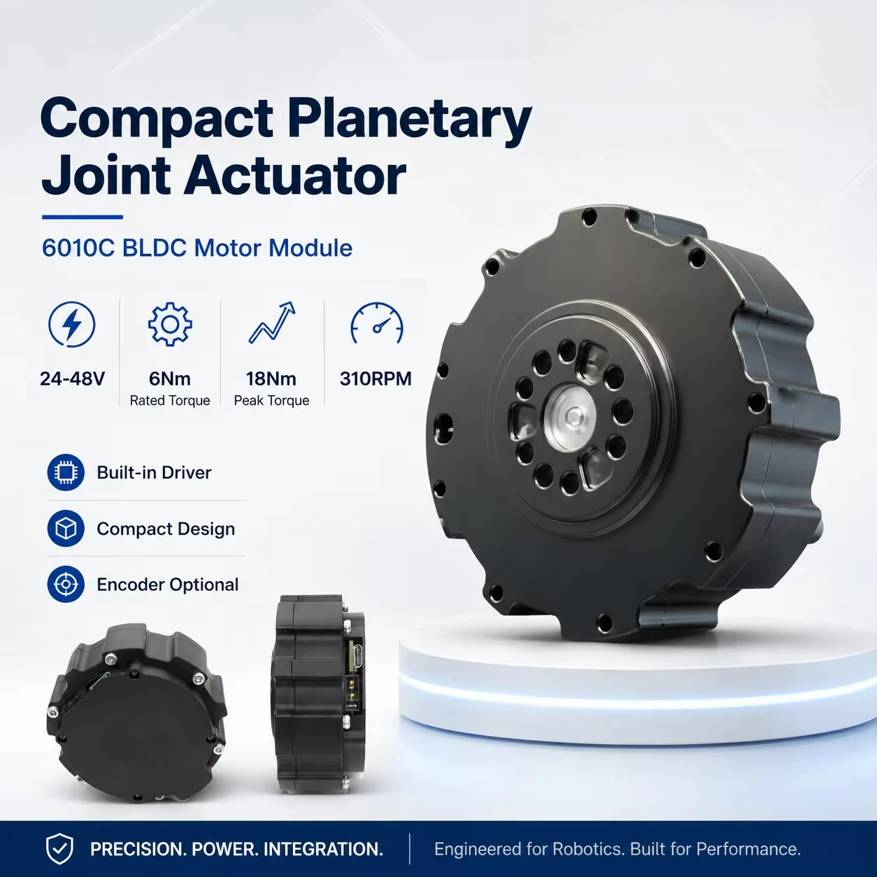 High Torque Precision Robot Arm Joint Reduction Gearbox Small Reducer Brushless 24v DC Motor Actuator Planetary Gear Drive