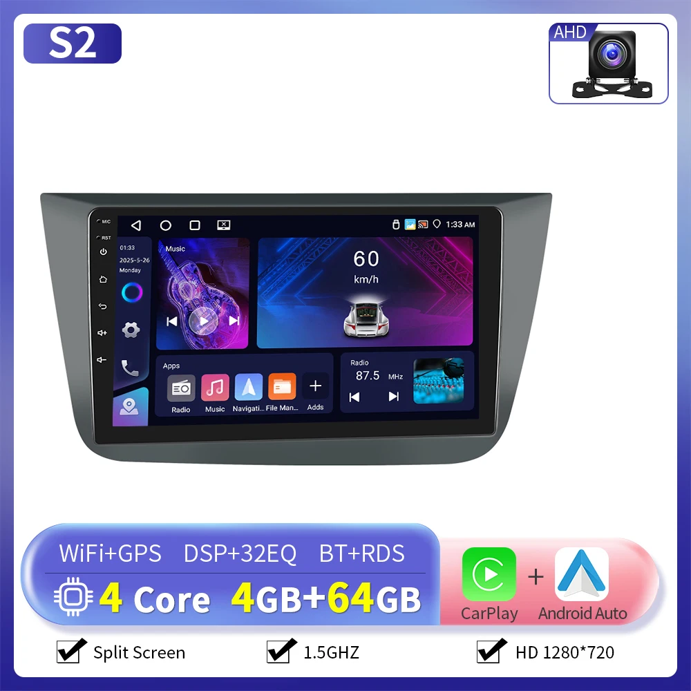 Camecho 6 + 128G 8Core Draadloze CarPlay Andorid Auto Radio Voor SEAT ALTEA 2004-2016 (LHD) GPS Stereo 4G WiFi Multimedia Speler