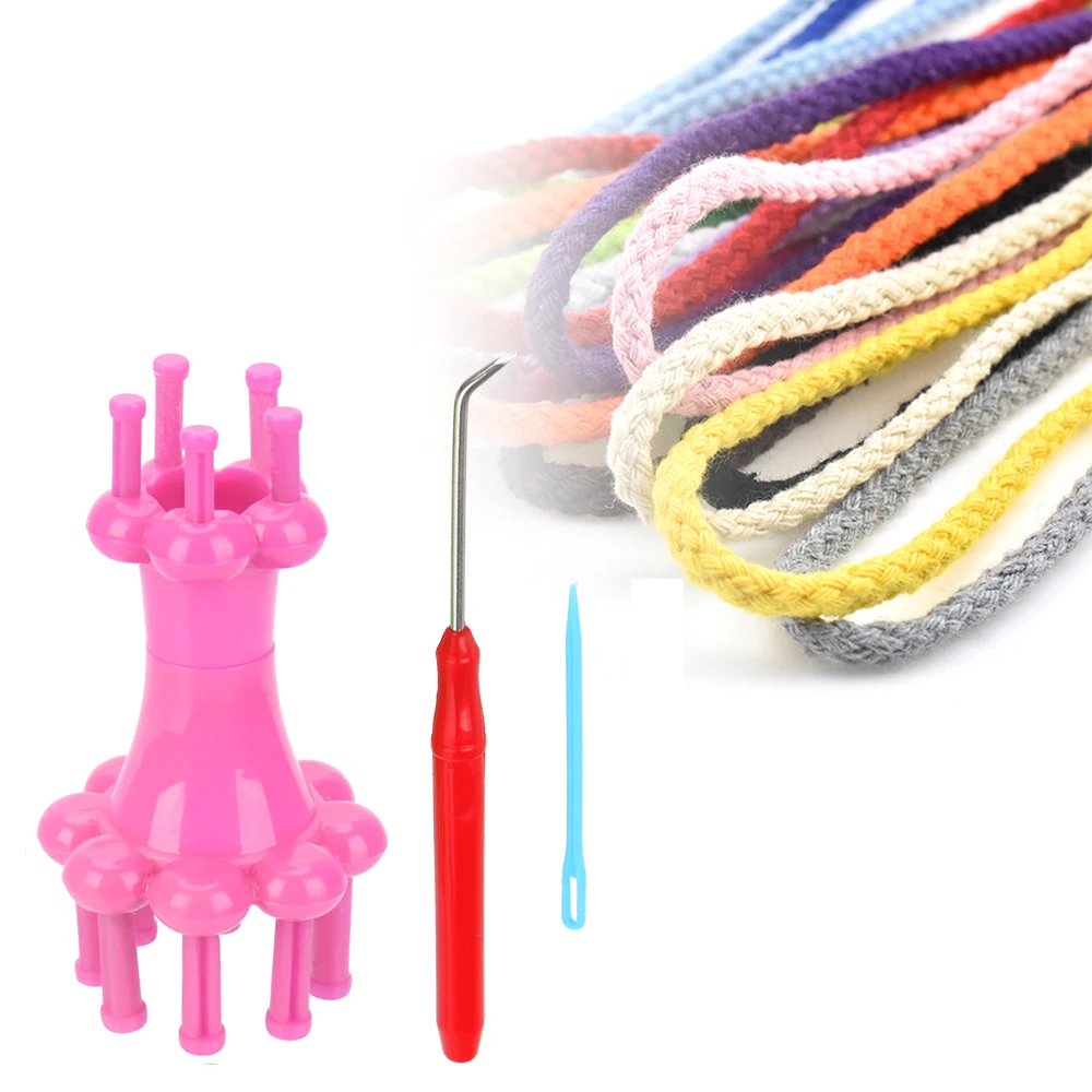 1 conjunto de tricô boneca mão artesanato ferramenta diy tecelagem cabeça dupla alternativa flor arranjador carretel tear